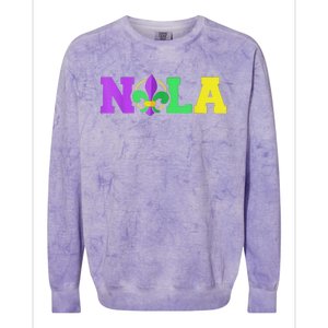 New Orleans Strong 2025 Nola Strong Support Fleur De Lis Colorblast Crewneck Sweatshirt