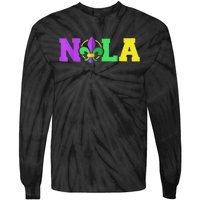 New Orleans Strong 2025 Nola Strong Support Fleur De Lis Tie-Dye Long Sleeve Shirt