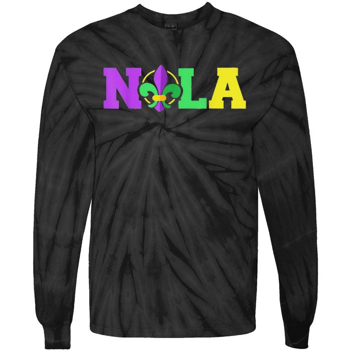 New Orleans Strong 2025 Nola Strong Support Fleur De Lis Tie-Dye Long Sleeve Shirt