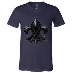 New Orleans Strong 2025 Nola Strong Support Fleurs De Lis V-Neck T-Shirt