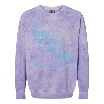 Number One Stepgiftdad The The Myth The Legend Gift Colorblast Crewneck Sweatshirt