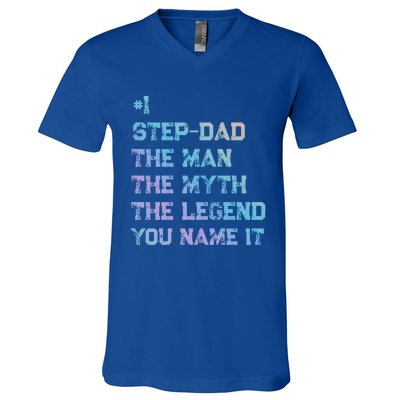 Number One Stepgiftdad The The Myth The Legend Gift V-Neck T-Shirt