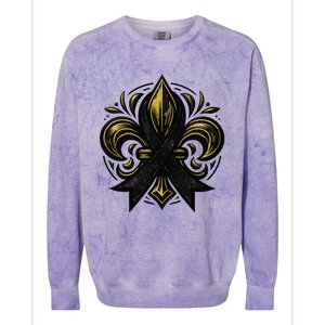 New Orleans Strong 2025 Nola Strong Support Fleur De Lis Colorblast Crewneck Sweatshirt