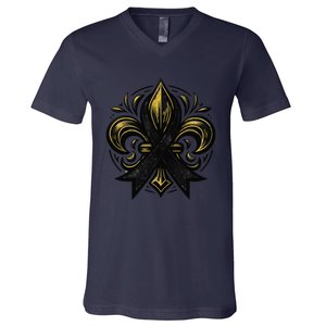 New Orleans Strong 2025 Nola Strong Support Fleur De Lis V-Neck T-Shirt