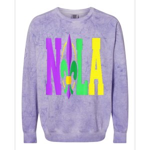 New Orleans Strong 2025 Nola Strong Support Fleur De Lis Colorblast Crewneck Sweatshirt