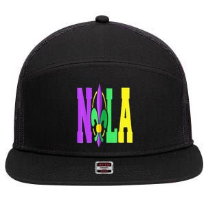 New Orleans Strong 2025 Nola Strong Support Fleur De Lis 7 Panel Mesh Trucker Snapback Hat