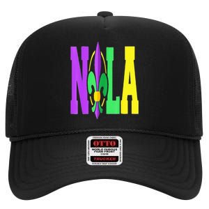 New Orleans Strong 2025 Nola Strong Support Fleur De Lis High Crown Mesh Back Trucker Hat