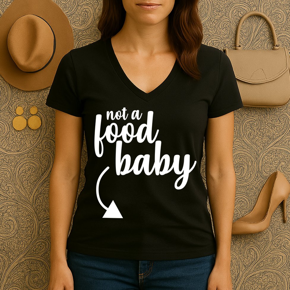 Not a Food Baby Surprise Thanksgiving Pregnancy Women's V-Neck T-Shirt