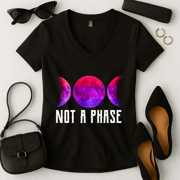 Not A Phase Bi Pride Bisexual Women's V-Neck T-Shirt