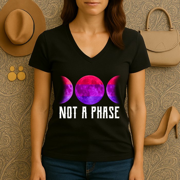 Not A Phase Bi Pride Bisexual Women's V-Neck T-Shirt