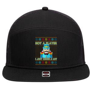 Not A Player I Just Crush A Lot Nutcracker Ugly Christmas Sweater 7 Panel Mesh Trucker Snapback Hat