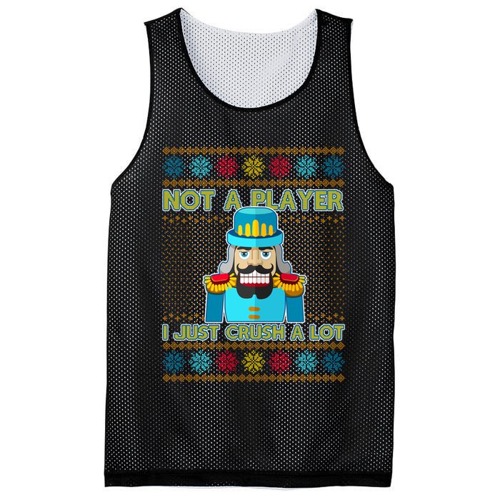 Not A Player I Just Crush A Lot Nutcracker Ugly Christmas Sweater Mesh Reversible Basketball Jersey Tank