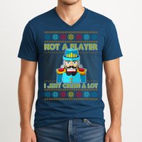 Not A Player I Just Crush A Lot Nutcracker Ugly Christmas Sweater V-Neck T-Shirt