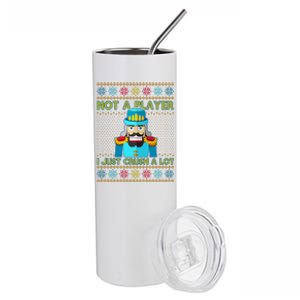 Not A Player I Just Crush A Lot Nutcracker Ugly Christmas Sweater Stainless Steel Tumbler