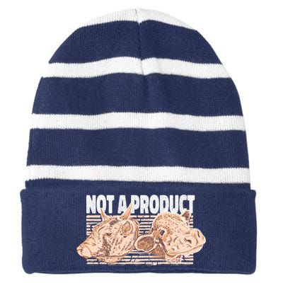 Not A Product Vegan Striped Beanie with Solid Band