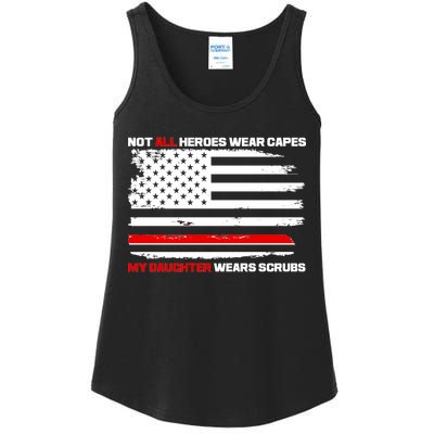 Not All Heroes Wear Capes My Daughter Wears Scrubs Ladies Essential Tank