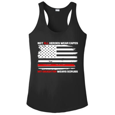 Not All Heroes Wear Capes My Daughter Wears Scrubs Ladies PosiCharge Competitor Racerback Tank