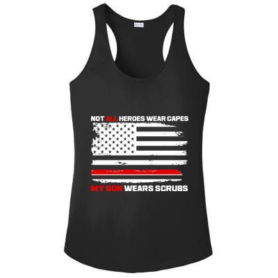 Not All Heroes Wear Capes My Son Wears Scrubs Ladies PosiCharge Competitor Racerback Tank