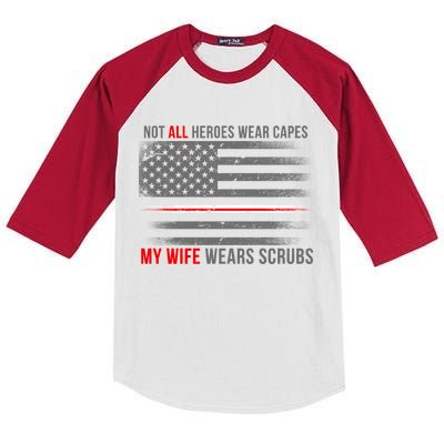 Not All Heroes Wear Capes My Wife Wears Scrubs Kids Colorblock Raglan Jersey