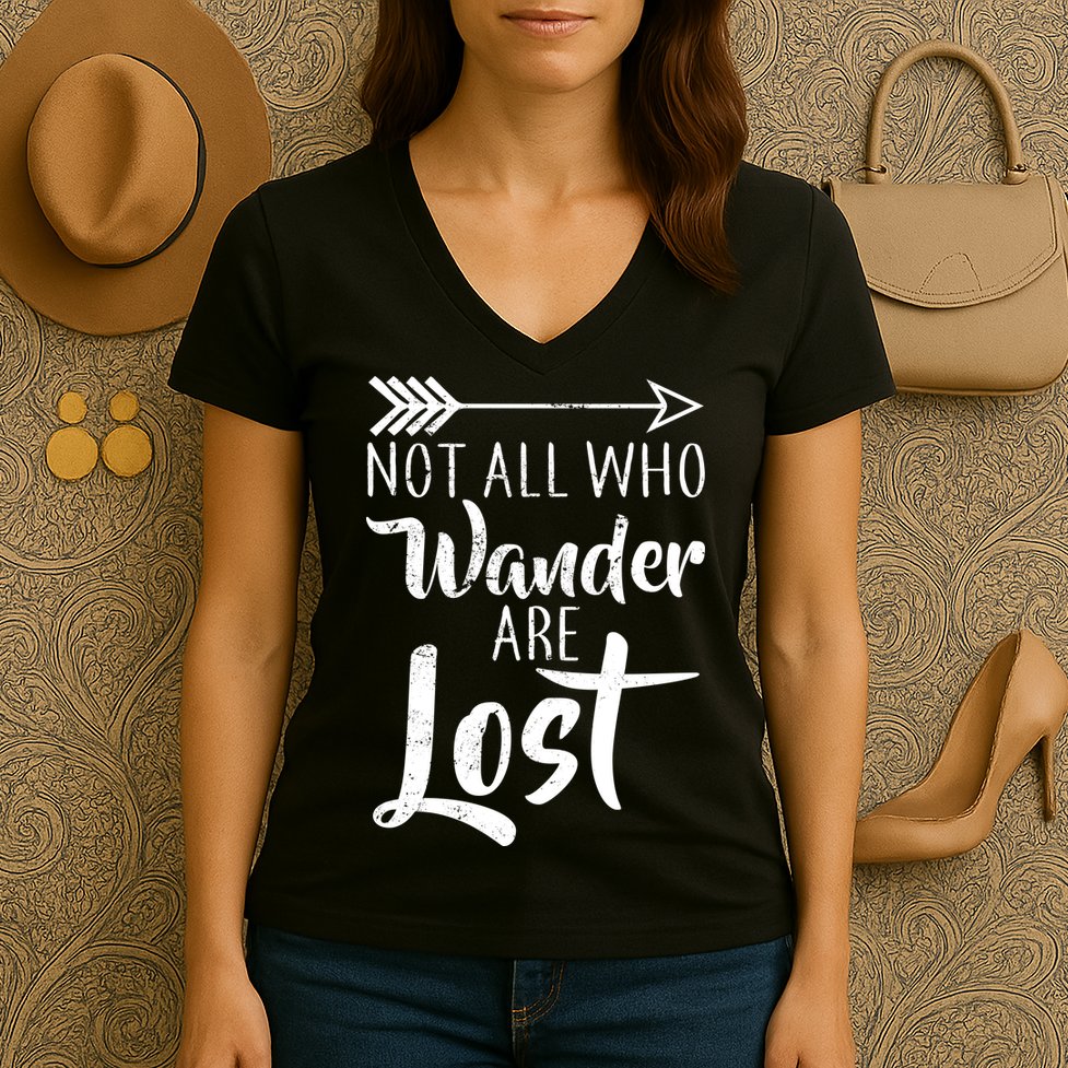 Not All Who Wander Are Lost Hiking Women's V-Neck T-Shirt
