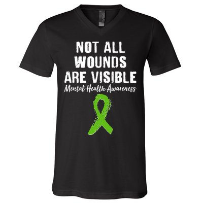 Not All Wounds Are Visible Mental Health Awareness V-Neck T-Shirt