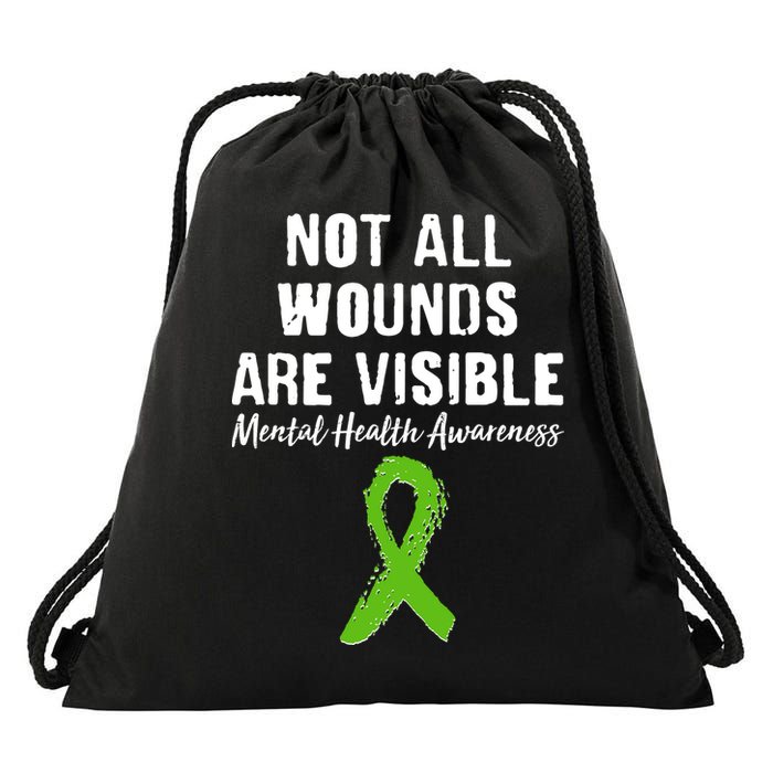 Not All Wounds Are Visible Mental Health Awareness Drawstring Bag
