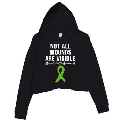 Not All Wounds Are Visible Mental Health Awareness Crop Fleece Hoodie
