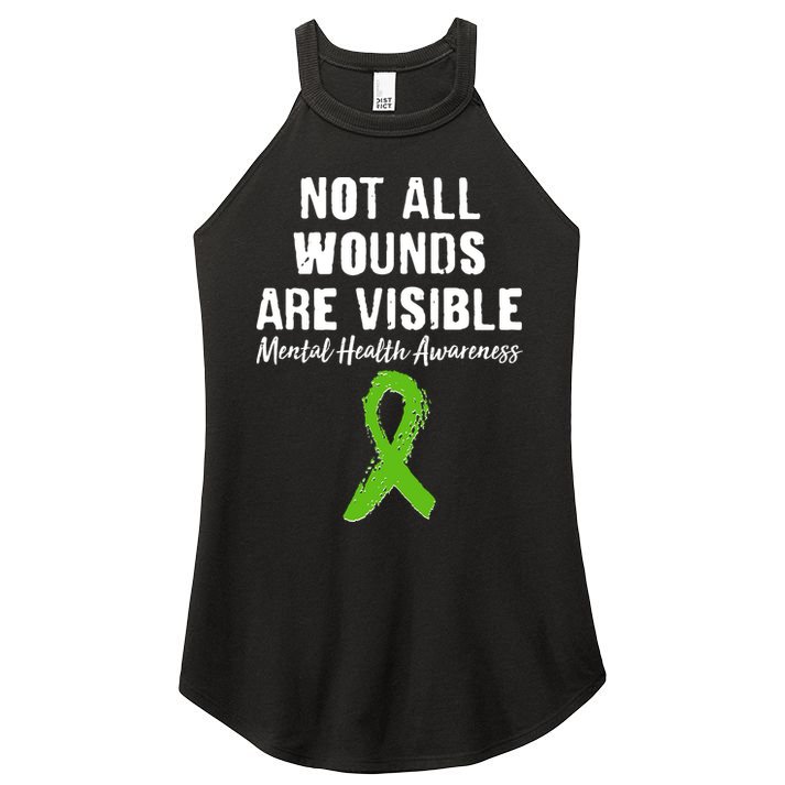 Not All Wounds Are Visible Mental Health Awareness Women's Perfect Tri Rocker Tank