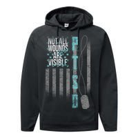 Not All Wounds Are Visible PTSD Veteran Flag Performance Fleece Hoodie