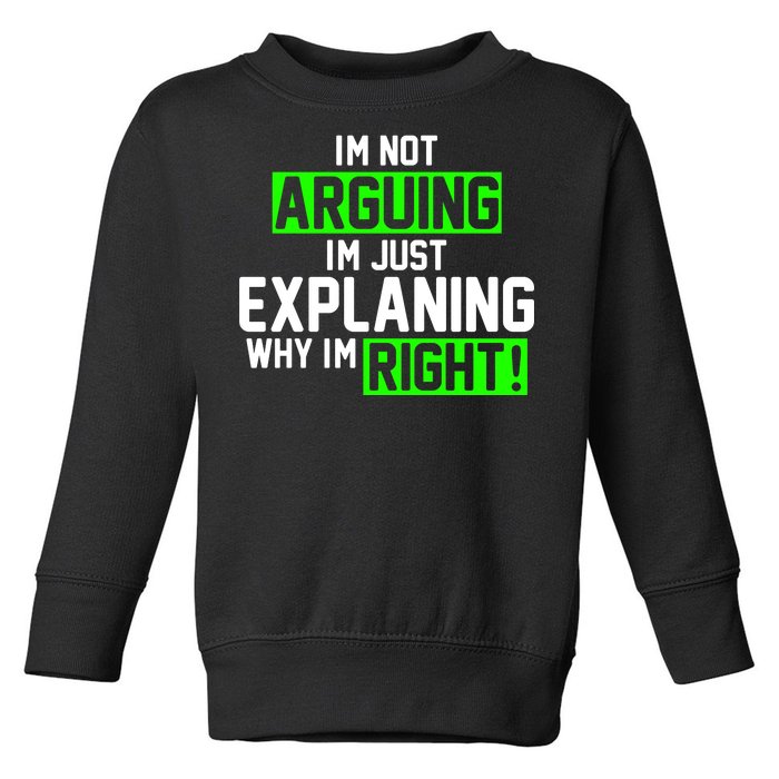 Not Arguing Explaining Why I'm Right Funny Meme Toddler Sweatshirt