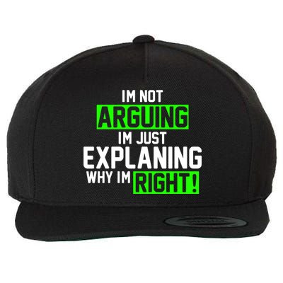 Not Arguing Explaining Why I'm Right Funny Meme Wool Snapback Cap