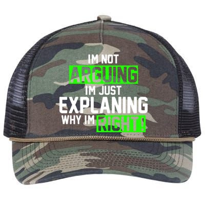 Not Arguing Explaining Why I'm Right Funny Meme Retro Rope Trucker Hat Cap