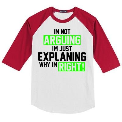 Not Arguing Explaining Why I'm Right Funny Meme Kids Colorblock Raglan Jersey