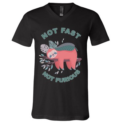 Not Fast Not Furious Sloth Cute V-Neck T-Shirt