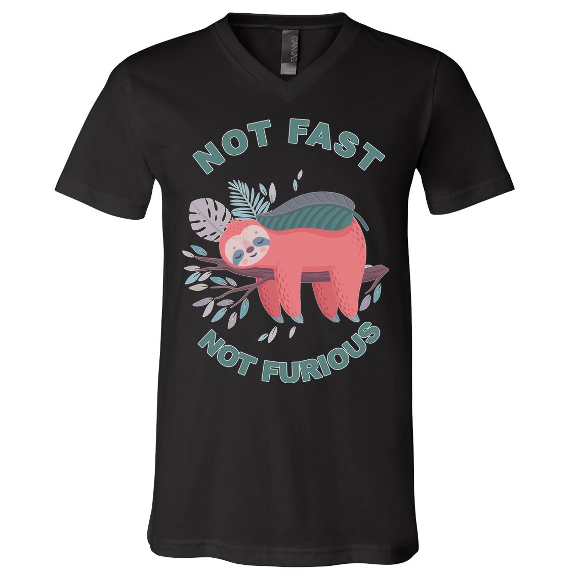 Not Fast Not Furious Sloth Cute V-Neck T-Shirt