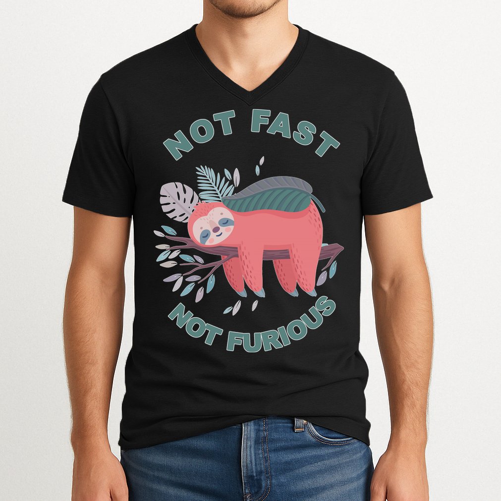 Not Fast Not Furious Sloth Cute V-Neck T-Shirt