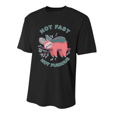 Not Fast Not Furious Sloth Cute Youth Performance Sprint T-Shirt