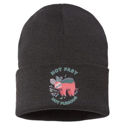 Not Fast Not Furious Sloth Cute Sustainable Knit Beanie