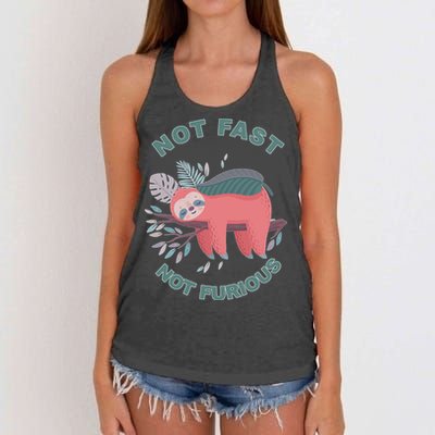 Not Fast Not Furious Sloth Cute Women's Knotted Racerback Tank