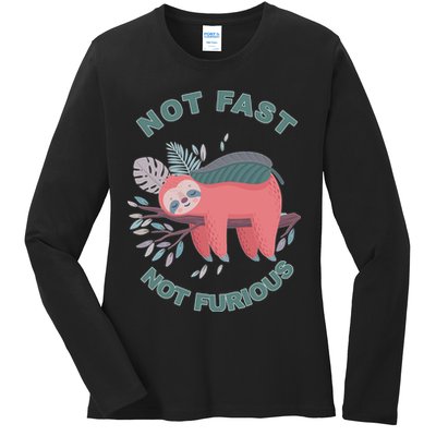 Not Fast Not Furious Sloth Cute Ladies Long Sleeve Shirt