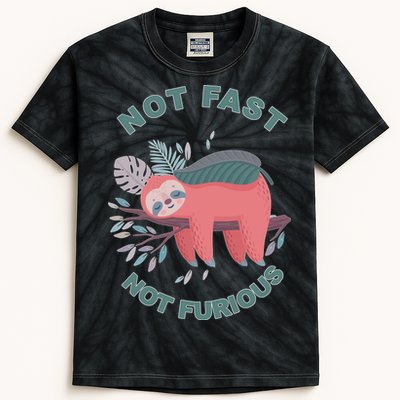 Not Fast Not Furious Sloth Cute Kids Tie-Dye T-Shirt