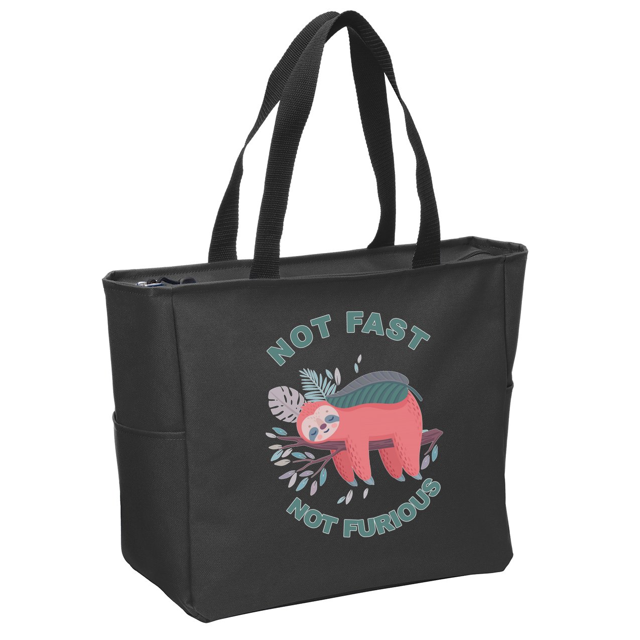 Not Fast Not Furious Sloth Cute Zip Tote Bag