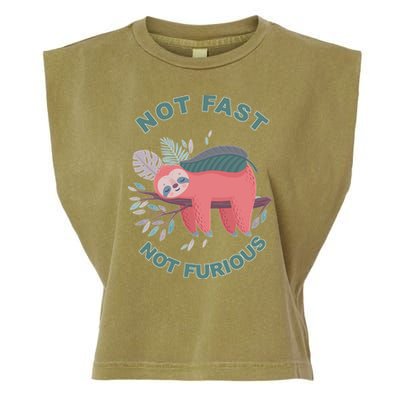 Not Fast Not Furious Sloth Cute Garment-Dyed Women's Muscle Tee