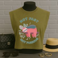 Not Fast Not Furious Sloth Cute Garment-Dyed Women's Muscle Tee