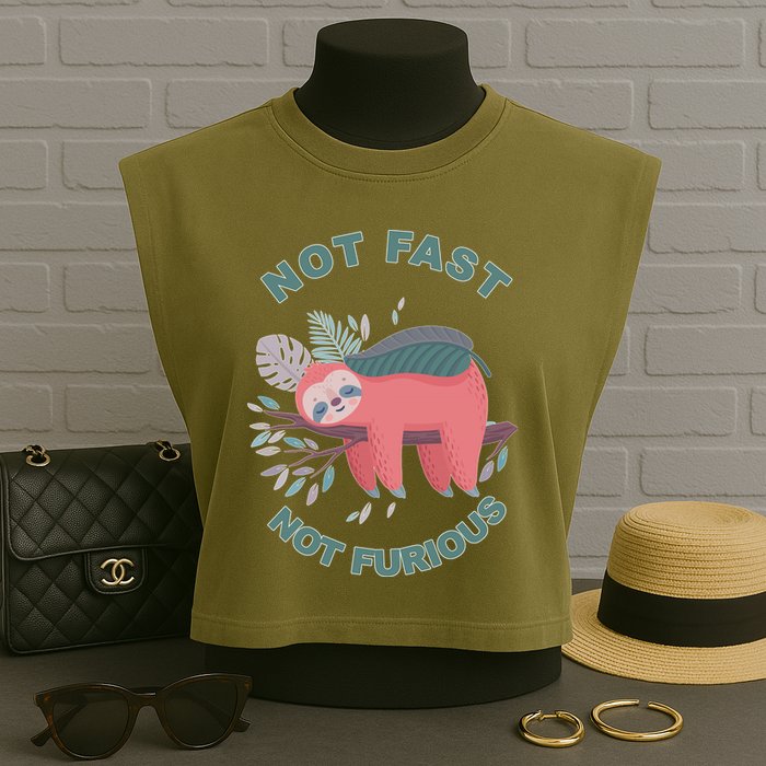 Not Fast Not Furious Sloth Cute Garment-Dyed Women's Muscle Tee