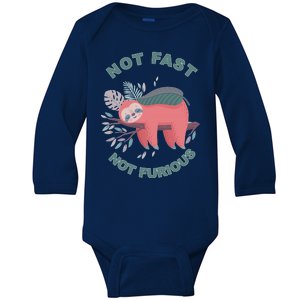 Not Fast Not Furious Sloth Cute Baby Long Sleeve Bodysuit