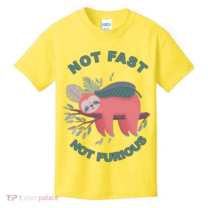 Not Fast Not Furious Sloth Cute Kids T-Shirt