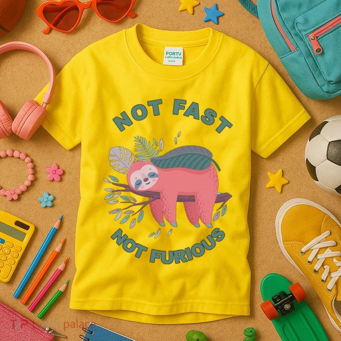 Not Fast Not Furious Sloth Cute Kids T-Shirt