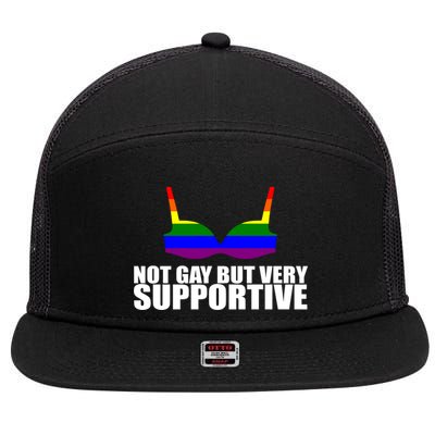 Not Gay But Very Supportive Boobs 7 Panel Mesh Trucker Snapback Hat