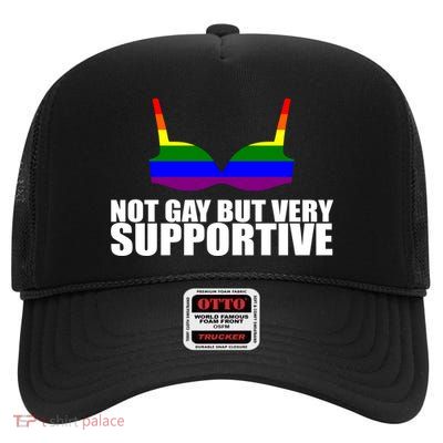 Not Gay But Very Supportive Boobs High Crown Mesh Back Trucker Hat